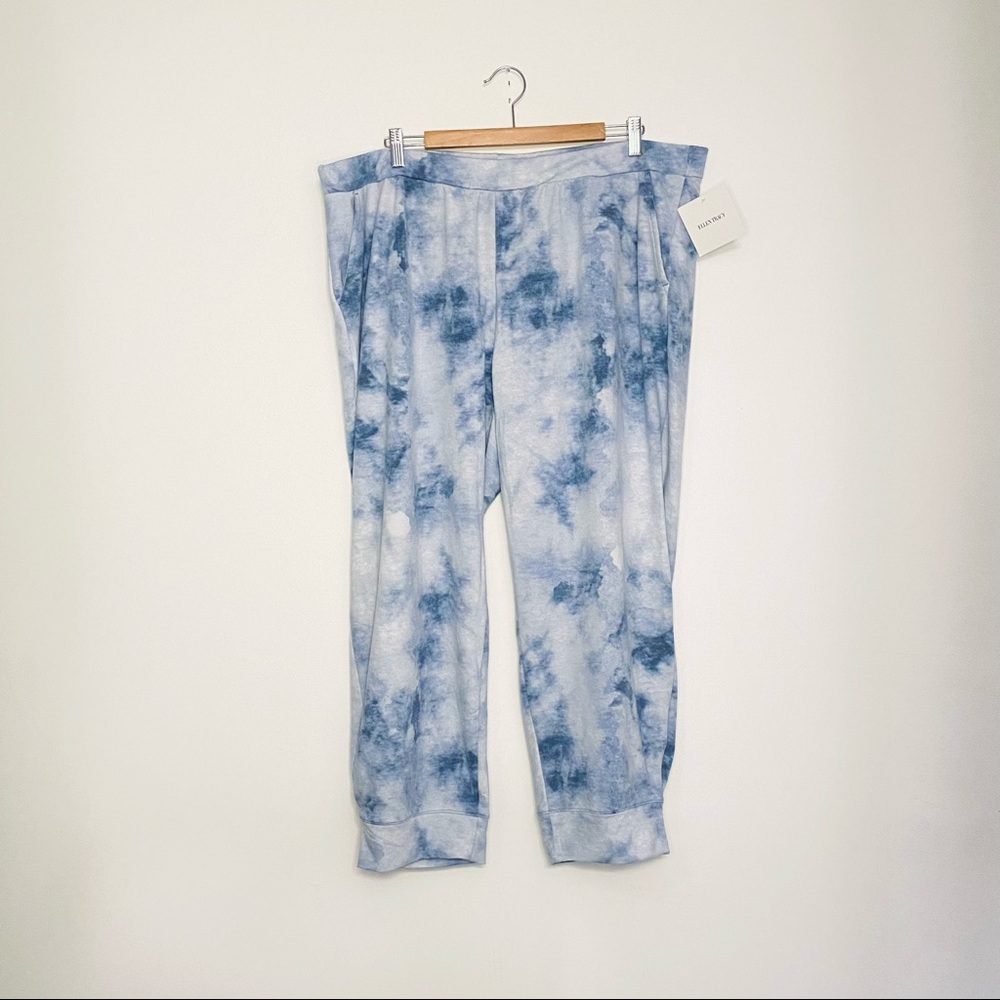 ELLEN TRACY | BLUE TIE-DYE COTTON JOGGERS